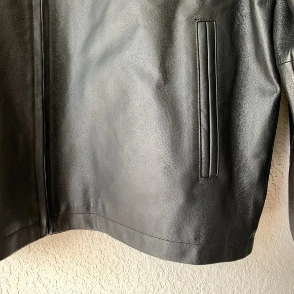 SADDLEBRED Black Leather Full-Zip Motorcycle Jacket - Picture 3 of 7